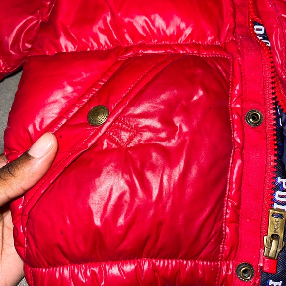 Cherry red shiny puffer Ralph Lauren jacket - Picture 5 of 9